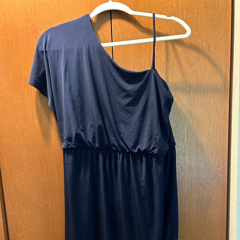 Navy blue one-shoulder mini dress - size 12